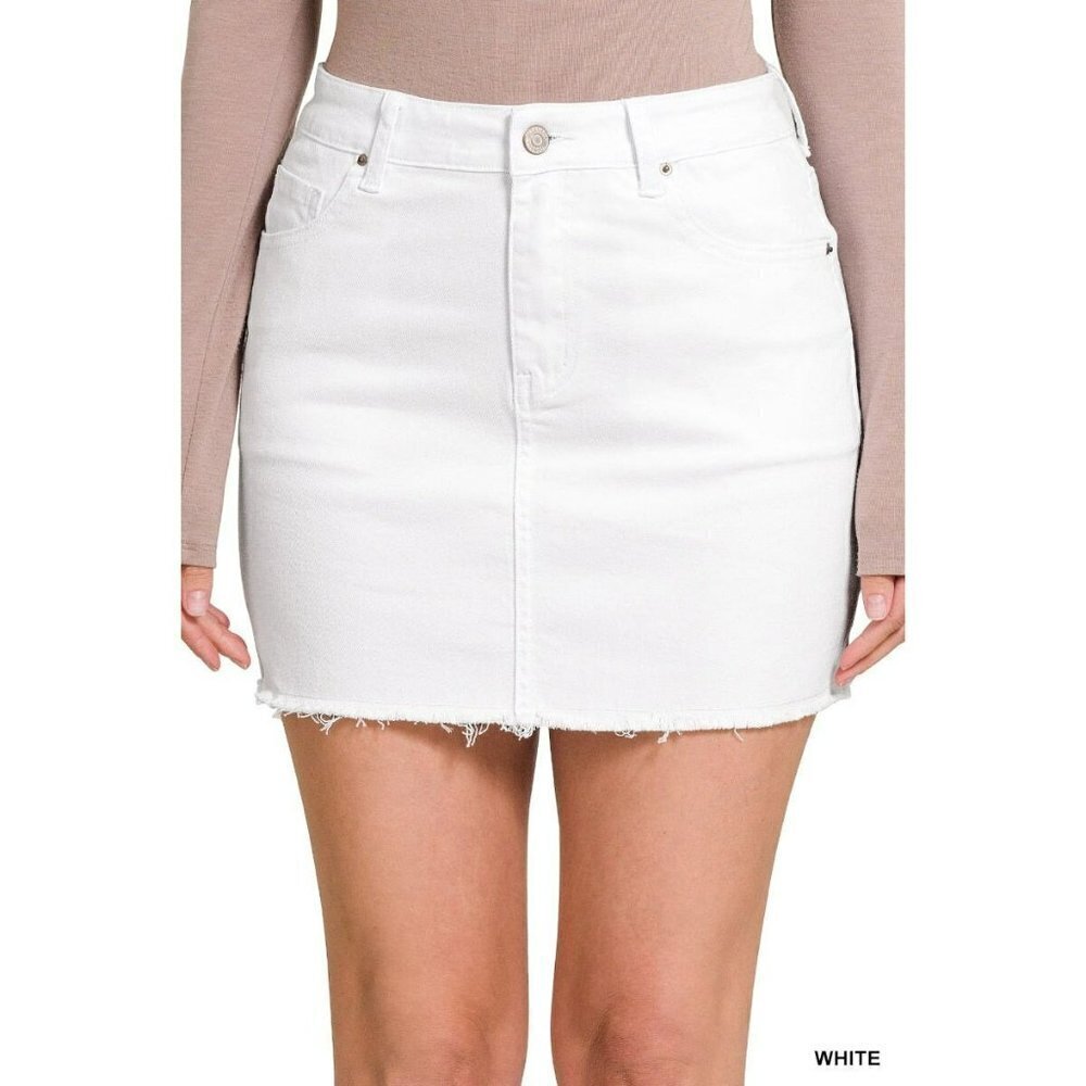 It's About Time Colored Denim Mini Skirt in White - Picture 5 of 7
